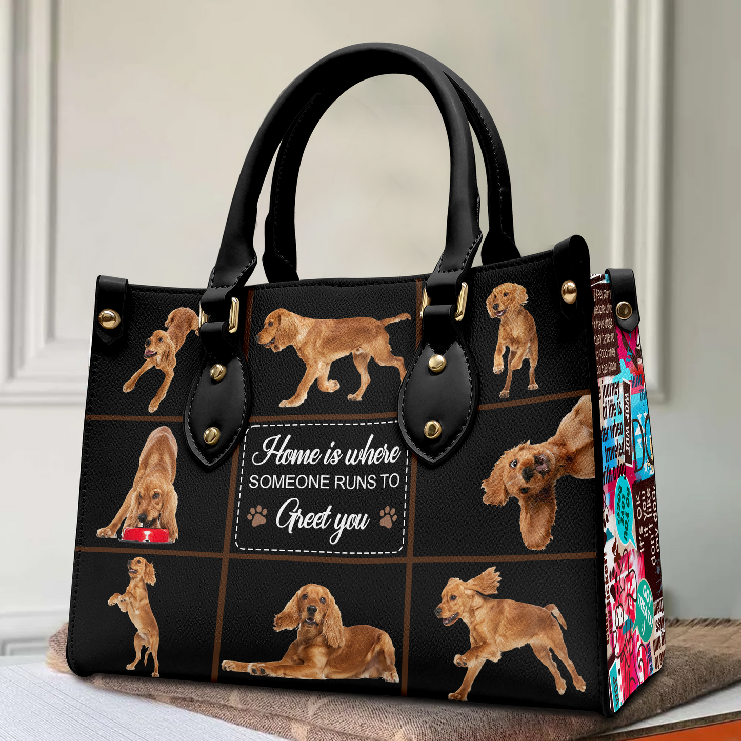Home Is Where Someone Runs To Greet You - Personalized Photo Leather Bag