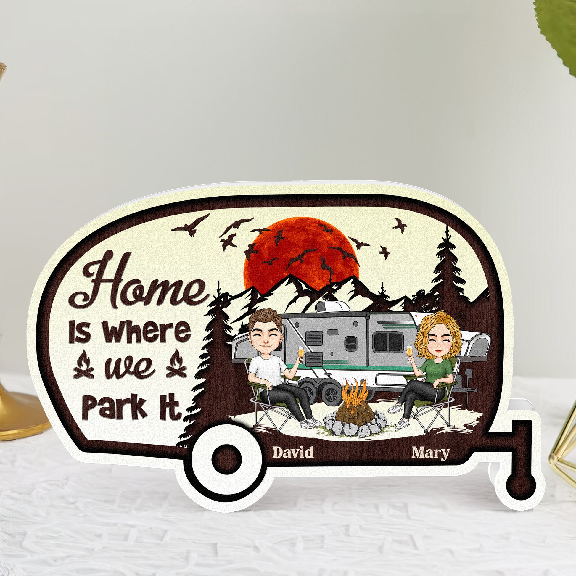 Home Is Where We Park It Camping Camper - Personalized Light Box