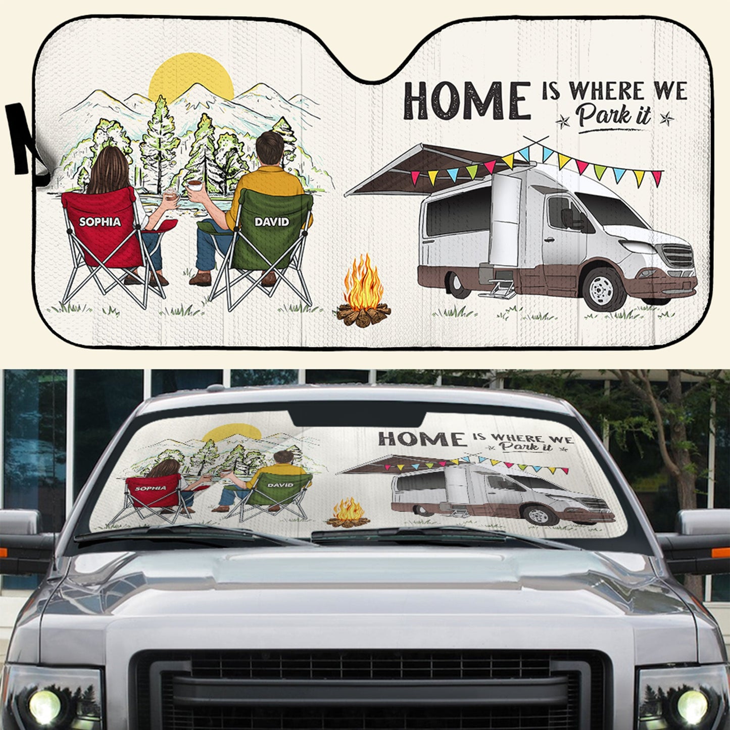 Home Is Where We Park It - Personalized Car Sun Shade