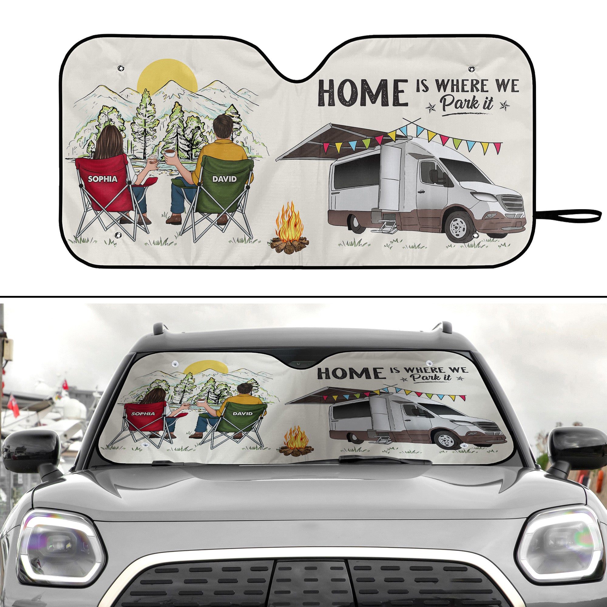 Home Is Where We Park It - Personalized Car Sun Shade