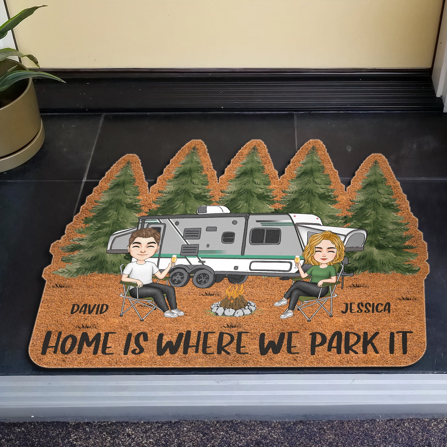 Home Is Where We Park It - Personalized Doormat