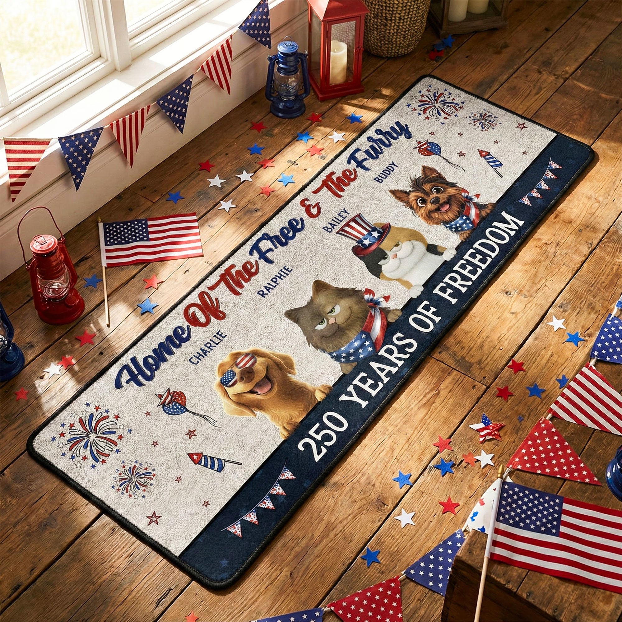 Home Of The Free - 250 Years Of Freedom - Personalized Runner Rug