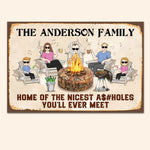 Home Of The Nicest Assholes - Personalized Metal Sign - Birthday, Summertime Decor, Housewarming Gift For Family, Friends