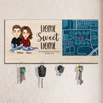 Home Sweet Home New Home Custom Location Map - Personalized Key Holder