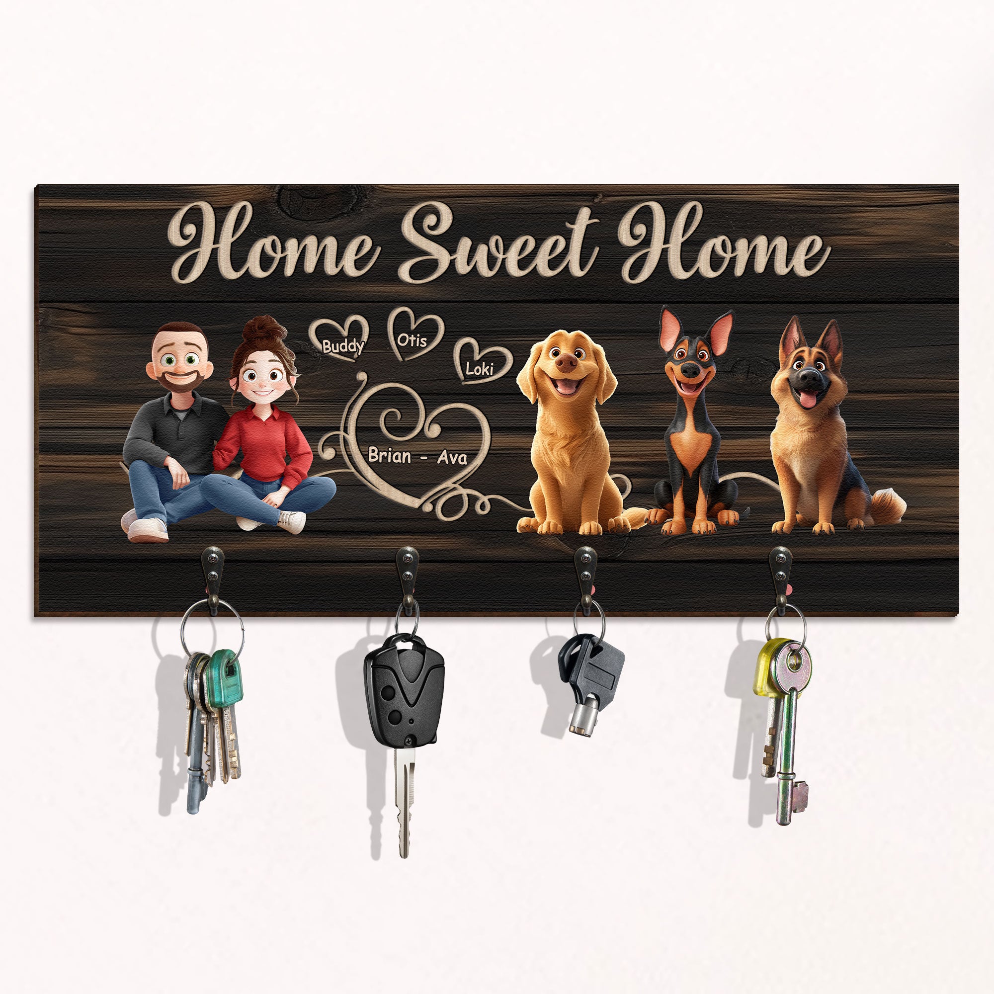 Home Sweet Home - New Version - Personalized Key Holder