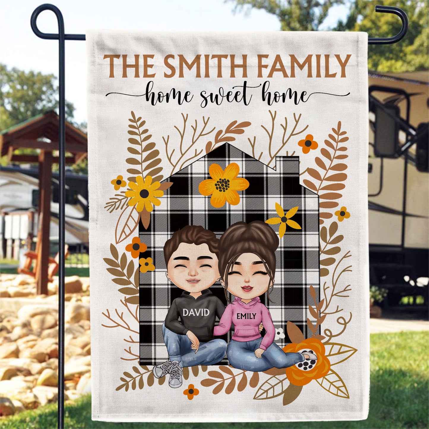 Home Sweet Home - Personalized Flag - Fall Season Gift For family, Husband, Wife