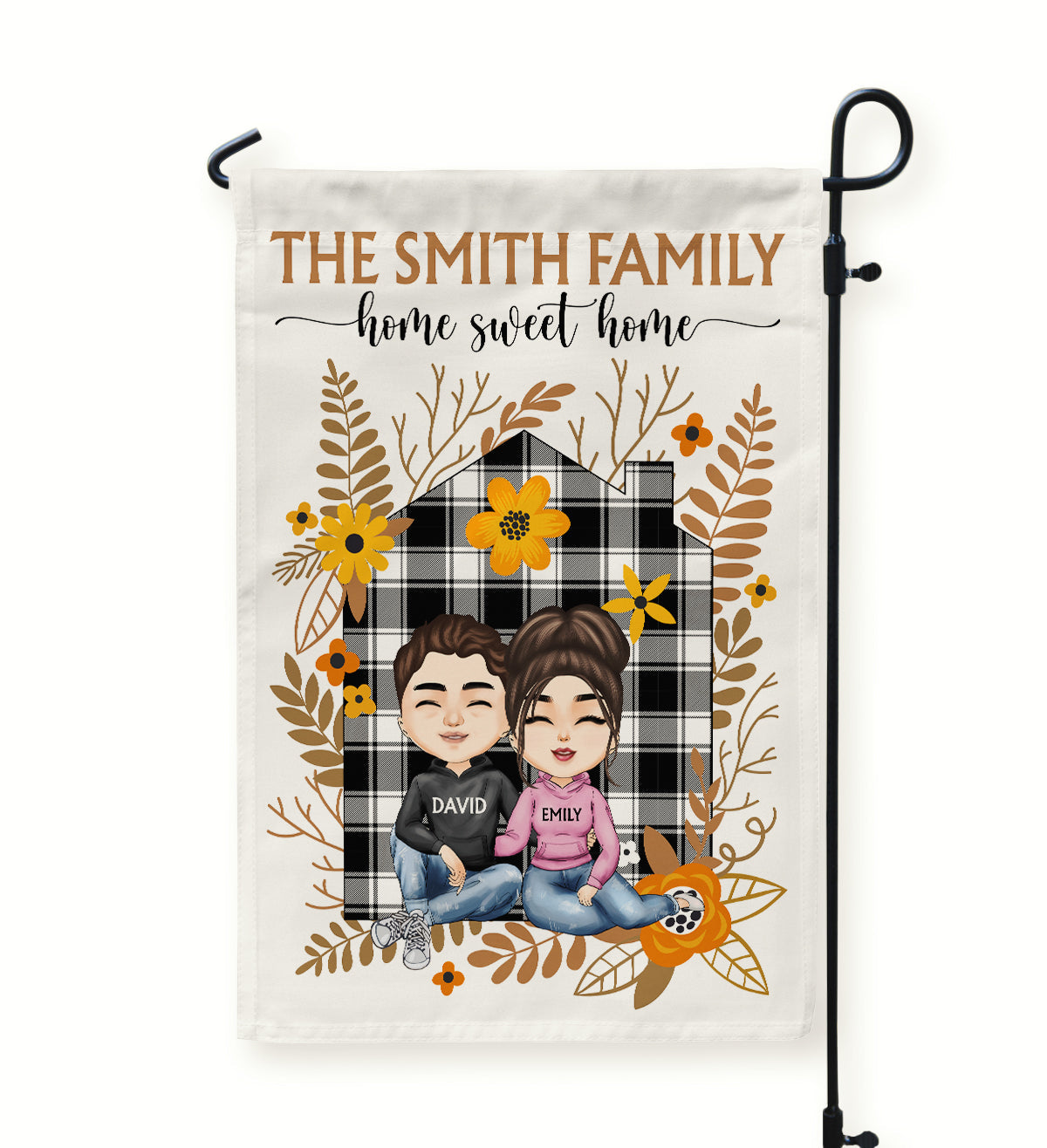 Home Sweet Home - Personalized Flag - Fall Season Gift For family, Husband, Wife