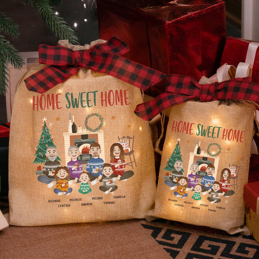 Home Sweet Home - Personalized Lighted Burlap Sack