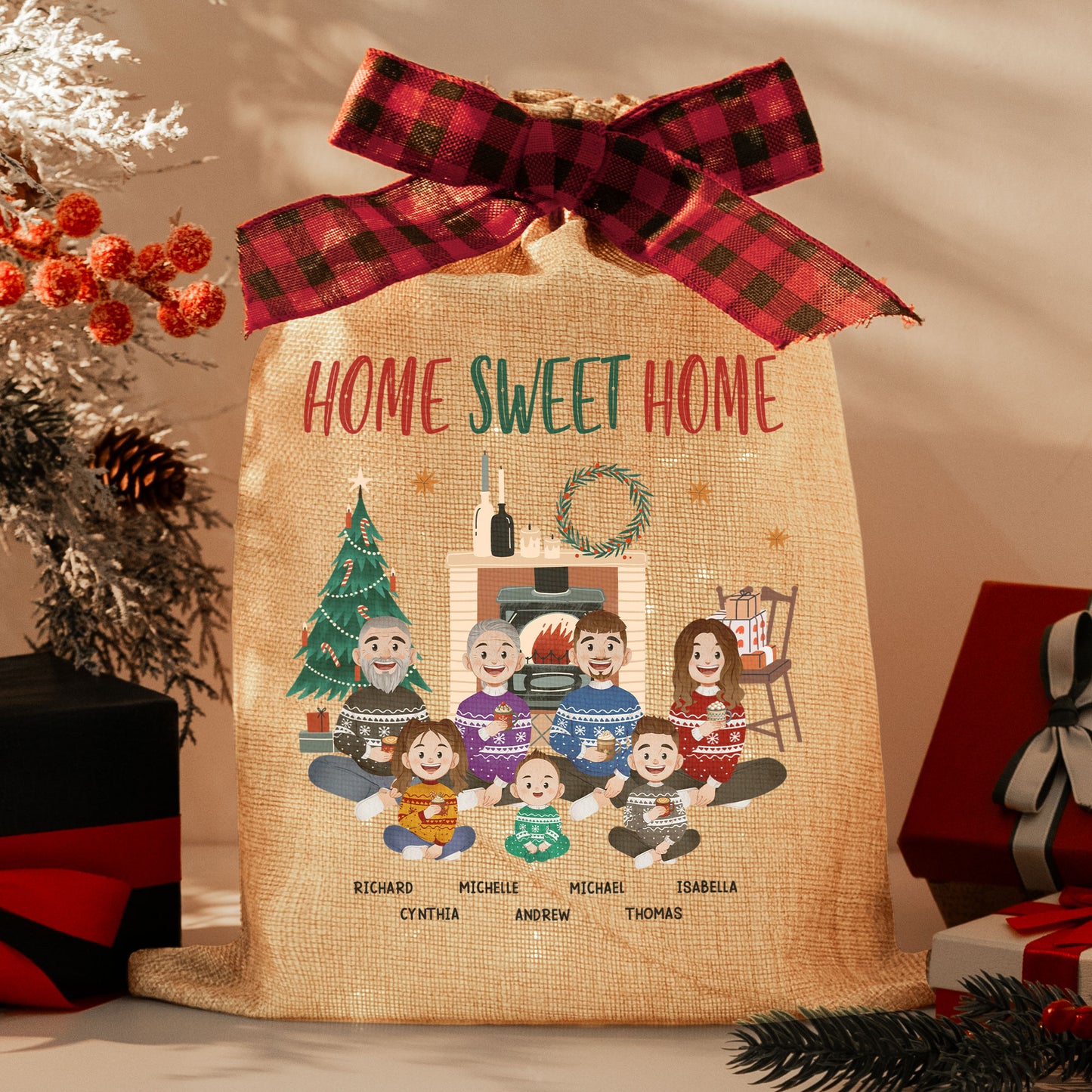 Home Sweet Home - Personalized Lighted Burlap Sack