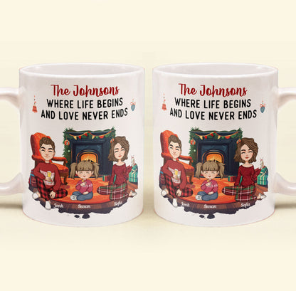 Home Where Life Begins  And Love Never Ends - Personalized Mug
