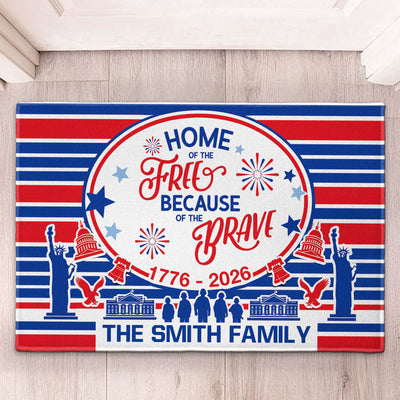 Home Of The Free - Personalized Doormat
