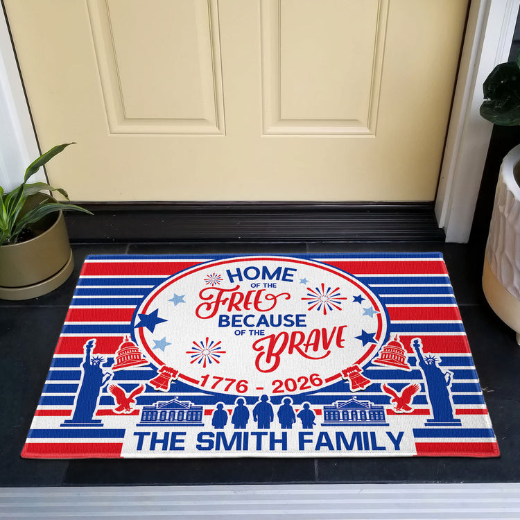Home-Of-The-Free-Personalized-Doormat-2