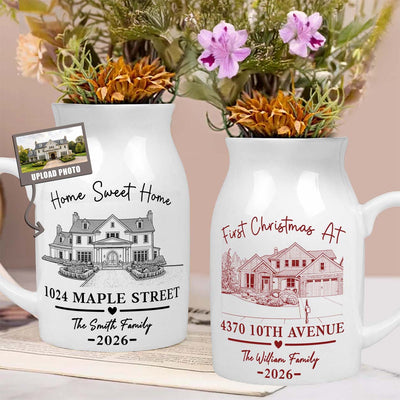 Home Sweet Home Custom Photo New Home Christmas Gifts For Couple, Family - Personalized Vase