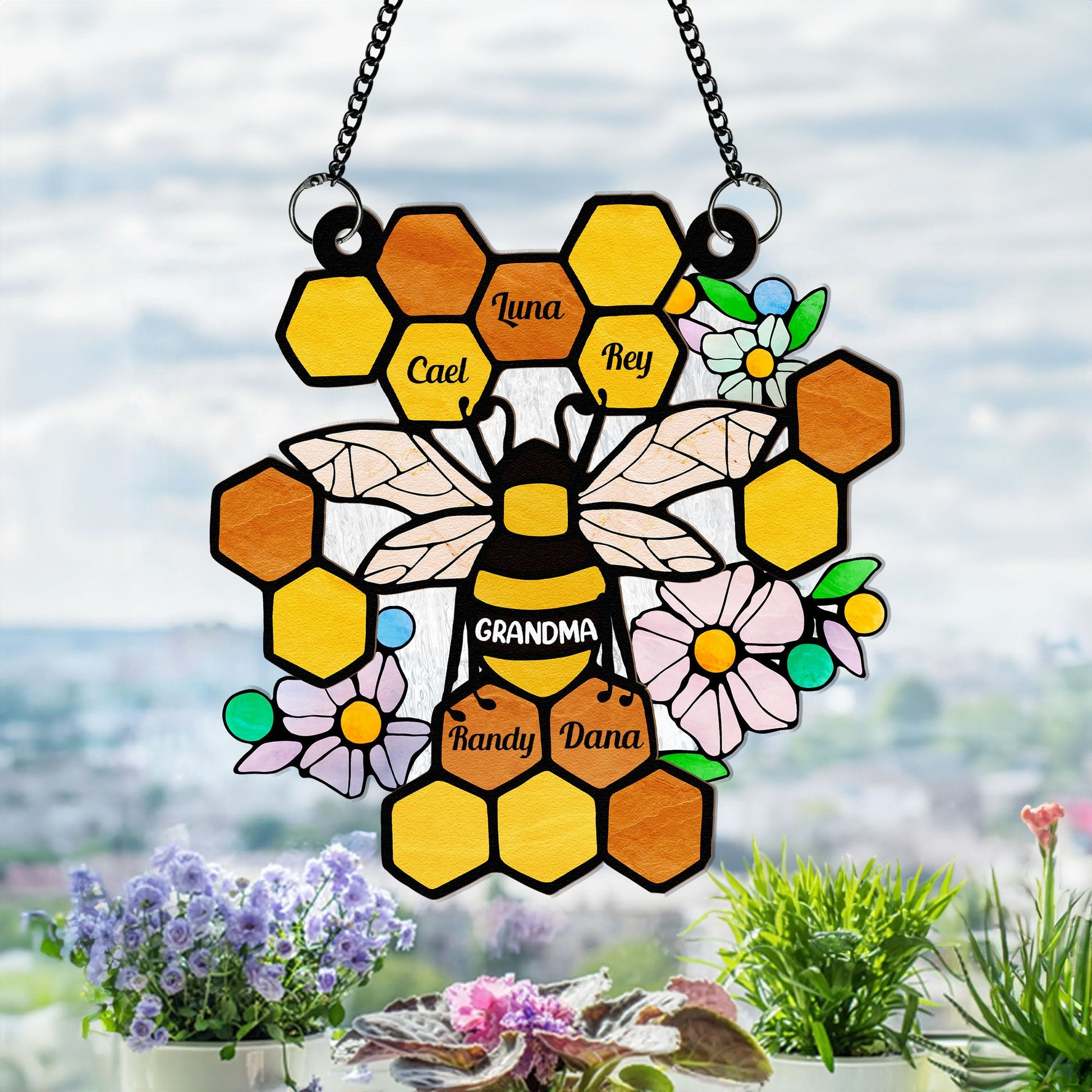 Honeycomb - Personalized Window Hanging Suncatcher Ornament