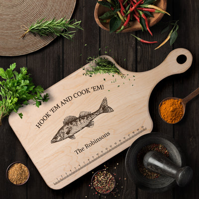 Hook 'Em And Cook 'Em - Personalized Cutting Board