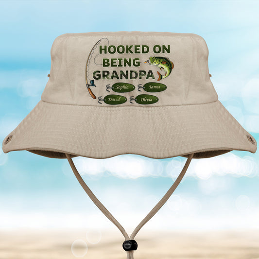 Hooked On Being Grandpa - Personalized Bucket Hat
