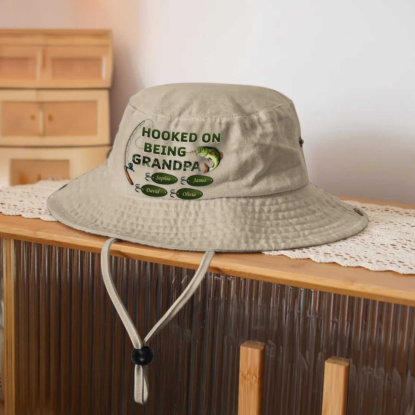 Hooked On Being Grandpa - Personalized Bucket Hat