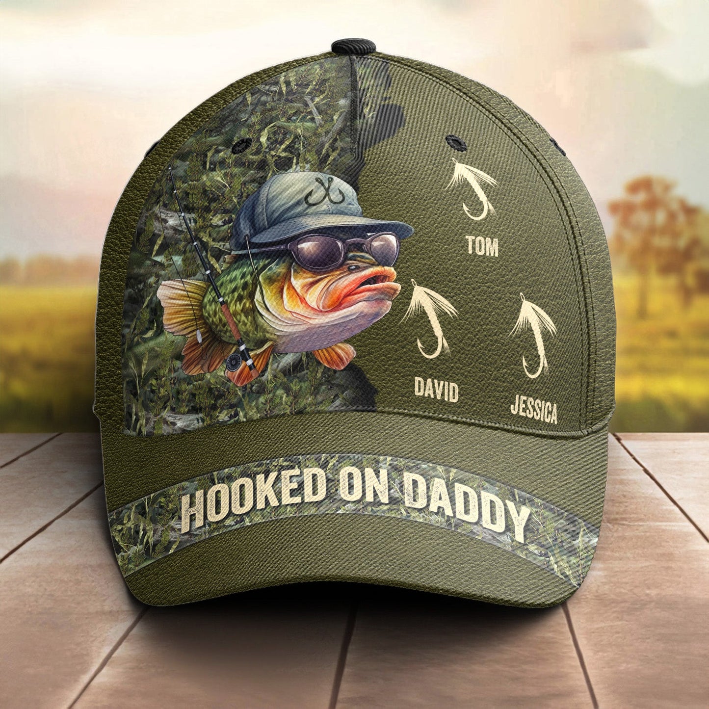 Hooked On Dad Grandpa Papa Daddy - Personalized Classic Cap – Macorner