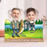 Hooked The Best Papa - Personalized Photo Shaking Head Acrylic Standee