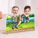 Hooked The Best Papa - Personalized Photo Shaking Head Acrylic Standee