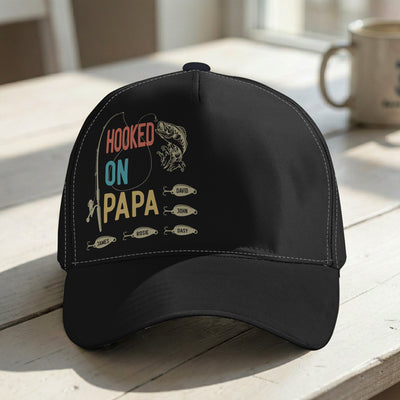 Hooked On Papa, Dad - Personalized Cap
