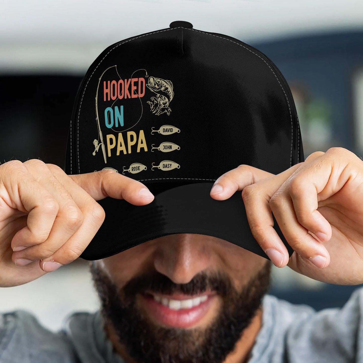 Hooked_On_Papa_Dad_Personalized_Cap_4