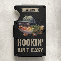 Hookin' Ain't Easy - Personalized Metal Card Holder