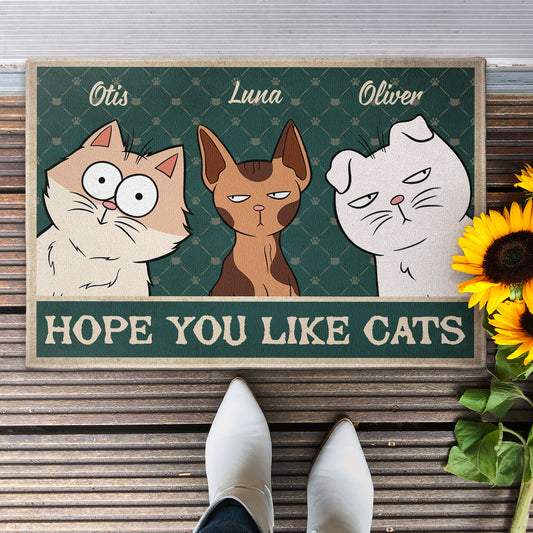 Hope You Like Cats Vintage Style - Personalized Doormat