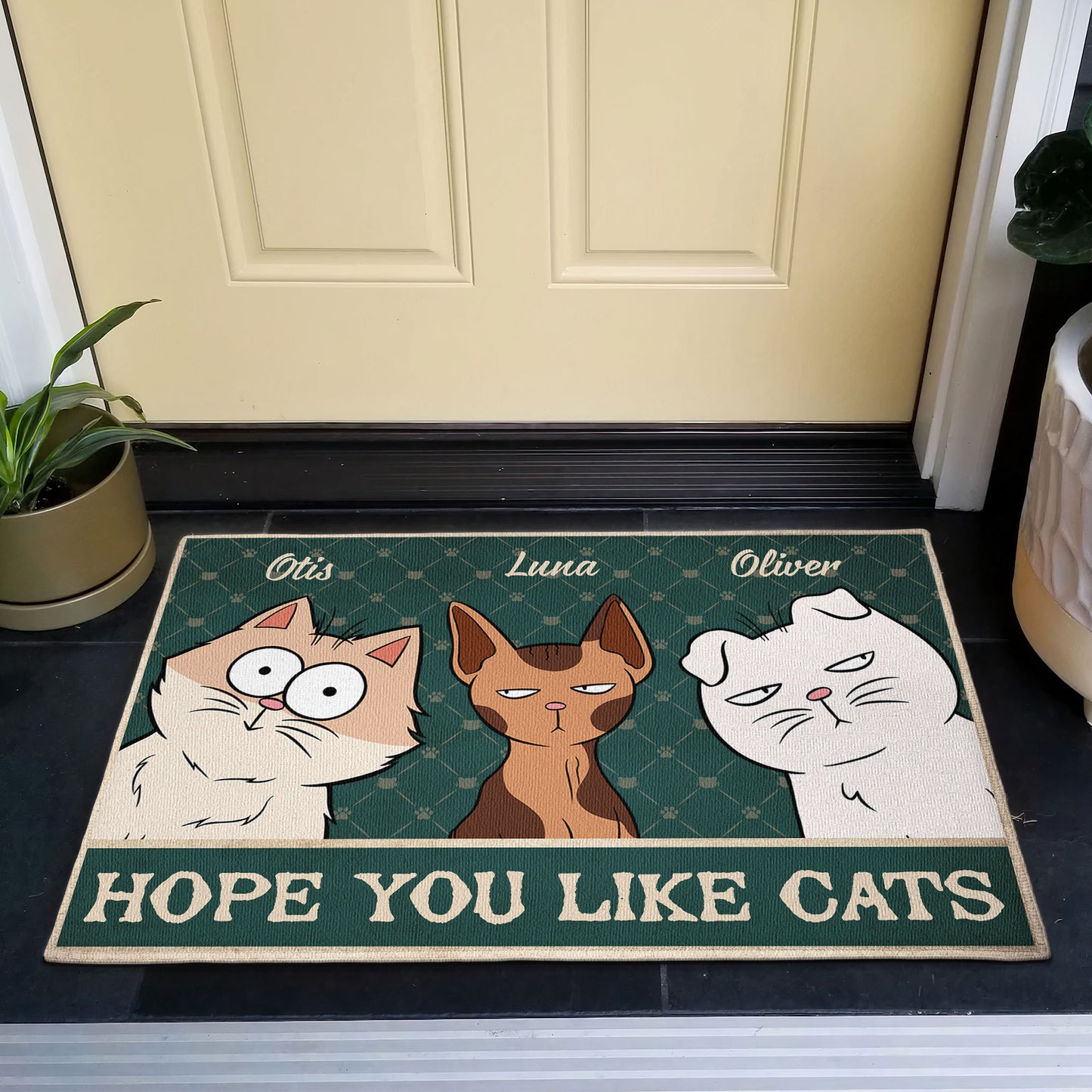 Hope You Like Cats Vintage Style - Personalized Doormat