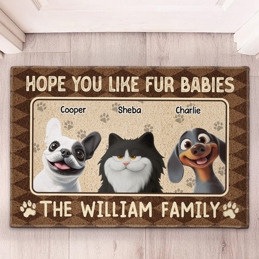 Hope You Like Fur Babies - New Version - Personalized Doormat