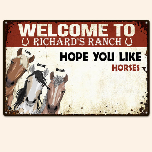 Hope You Like Horses - Personalized Metal Sign - Funny, Farm Decor, Birthday Gift For Horse Lover, Horse Owner