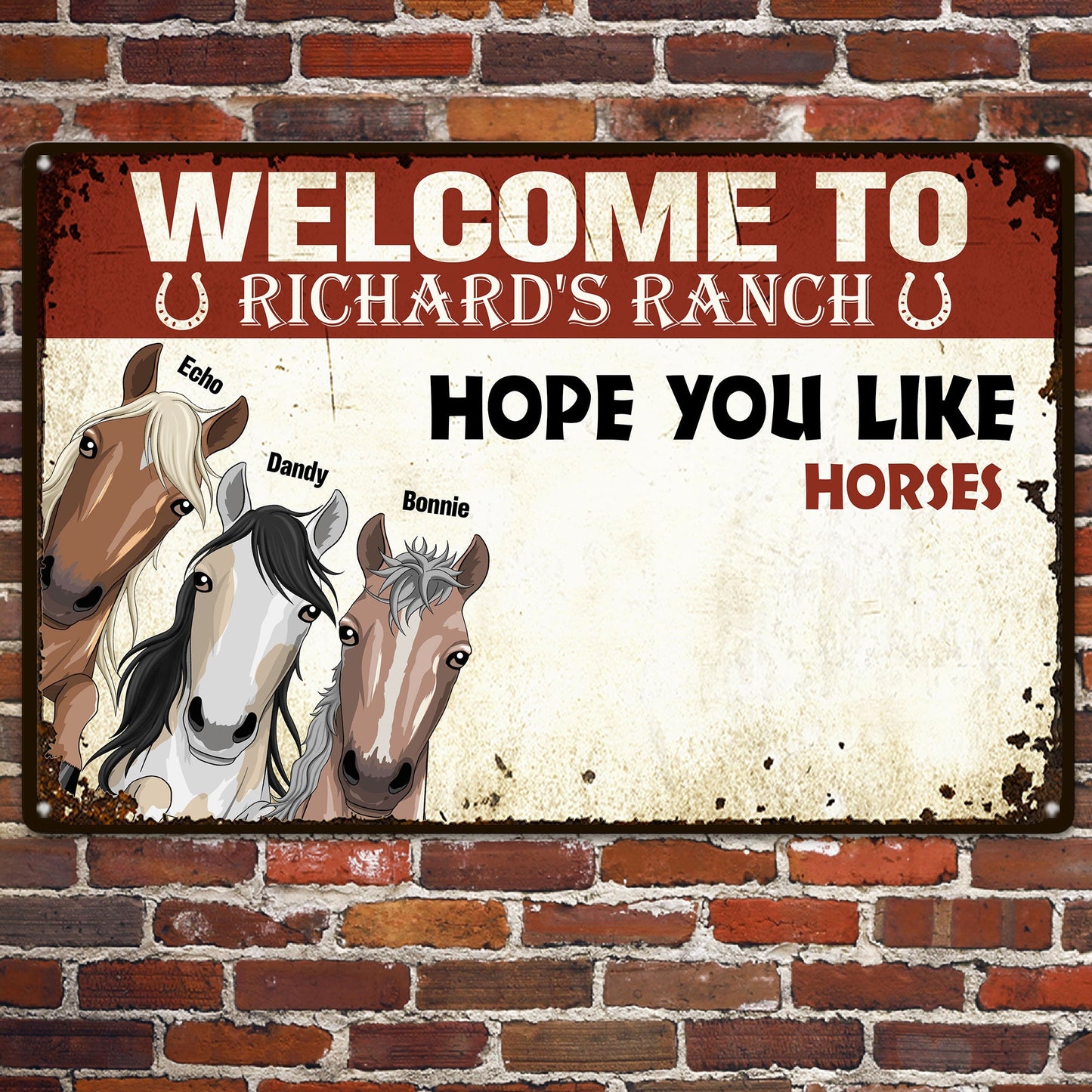 Hope You Like Horses - Personalized Metal Sign - Funny, Farm Decor, Birthday Gift For Horse Lover, Horse Owner