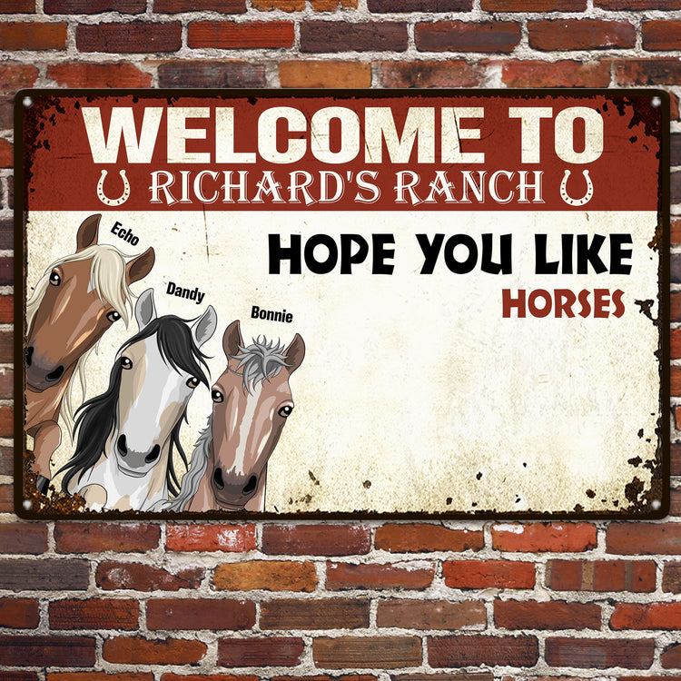 Hope You Like Horses - Personalized Metal Sign - Funny, Farm Decor, Birthday Gift For Horse Lover, Horse Owner