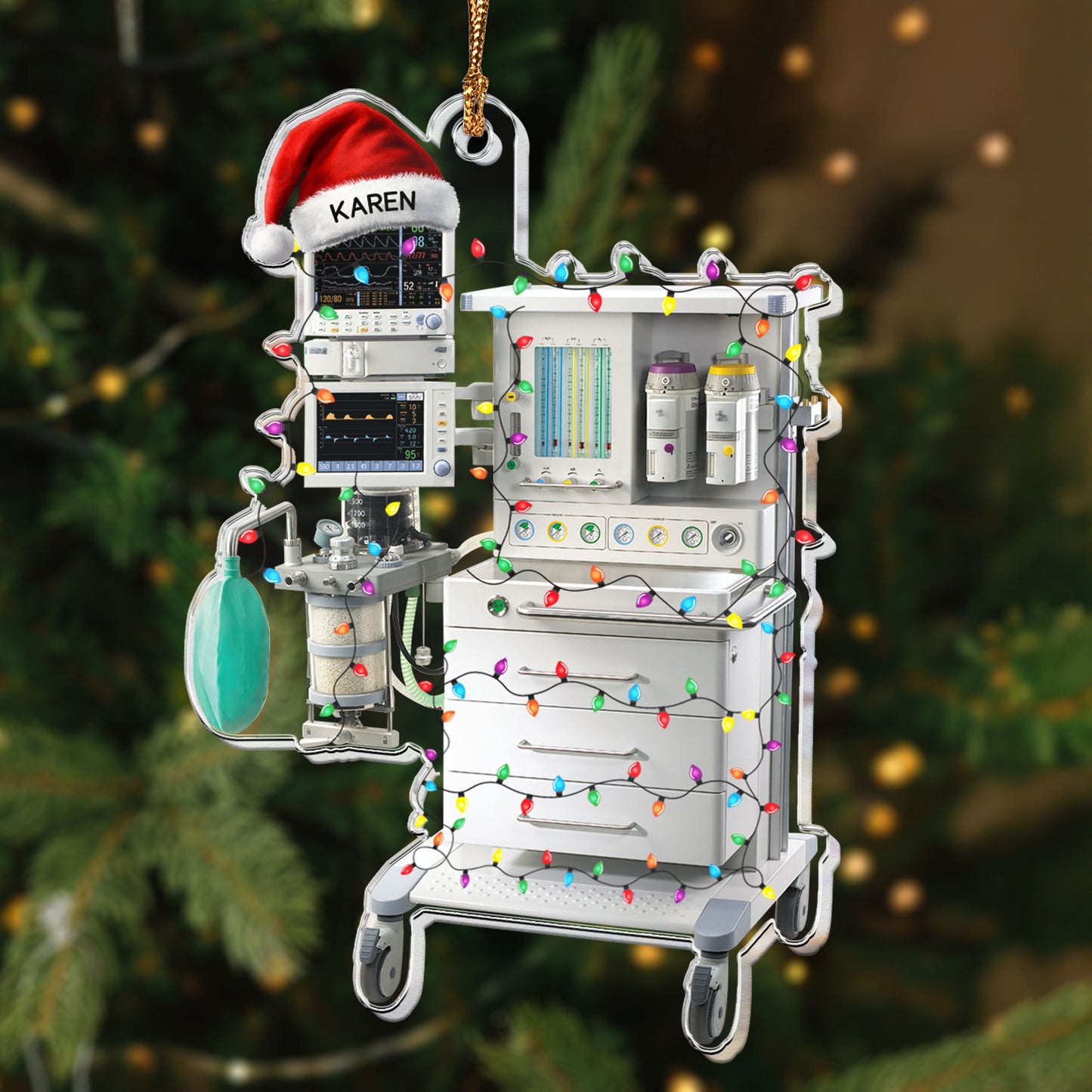Hospital Machines Flattened Design Gift For Nurse - Personalized Acrylic Ornament