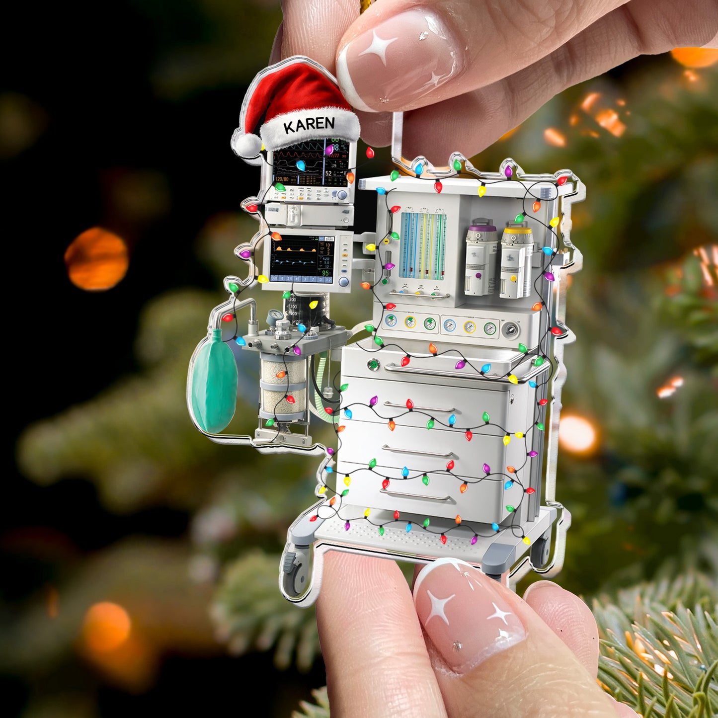 Hospital Machines Flattened Design Gift For Nurse - Personalized Acrylic Ornament