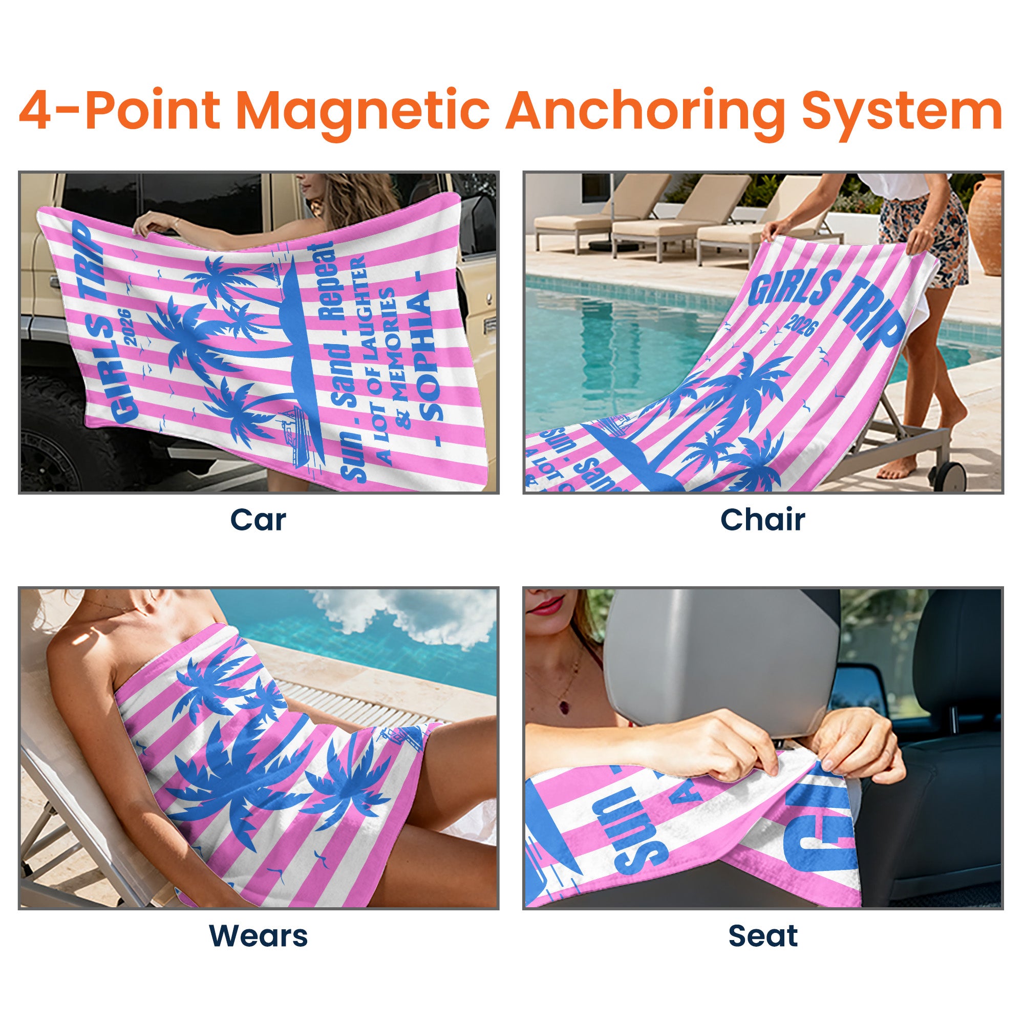 Hot Summer Girls Trip - Personalized Beach Towel