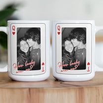 How Lucky Are We Playing Card Couple Custom Romantic Vintage Photo - Personalized Photo Mug