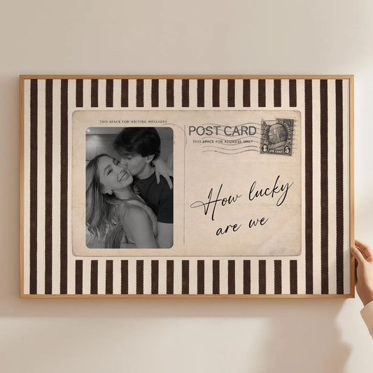 How Lucky Are We Wall Art Vintage Postcard - Personalized Photo Poster