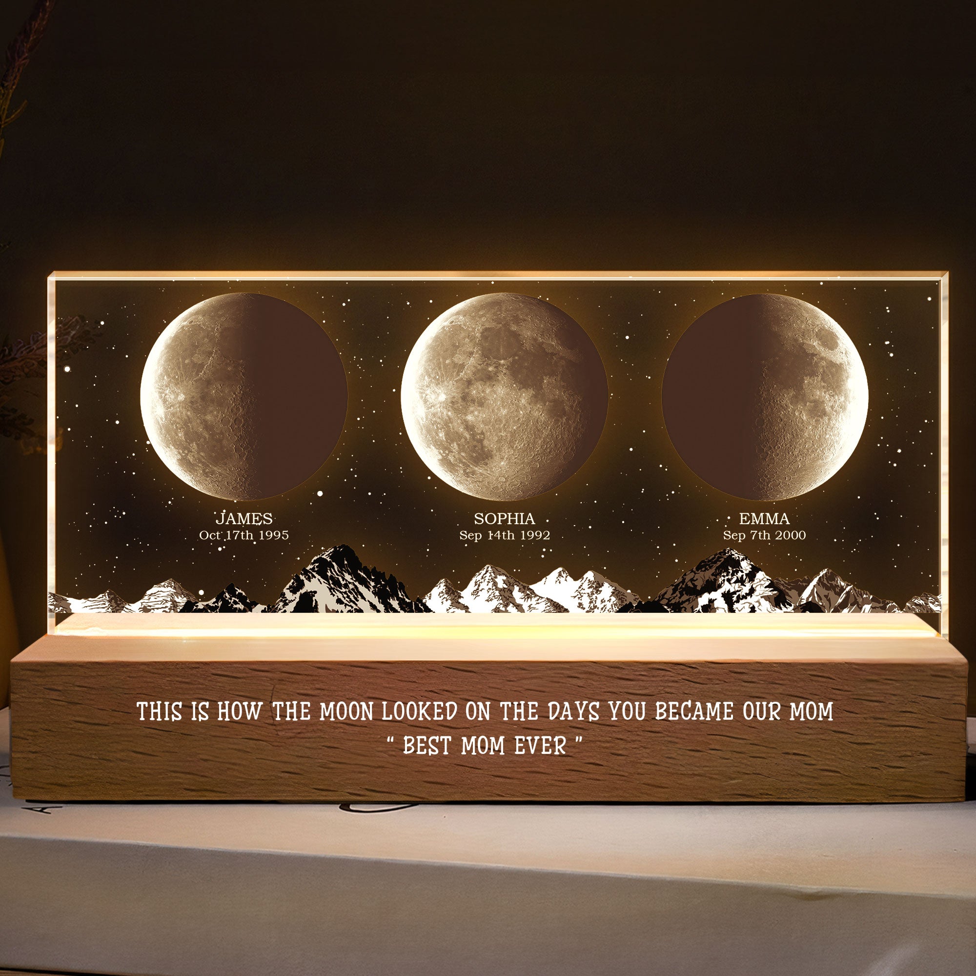 How The Moon Looked On The Day You Became Our Mom Personalized LED