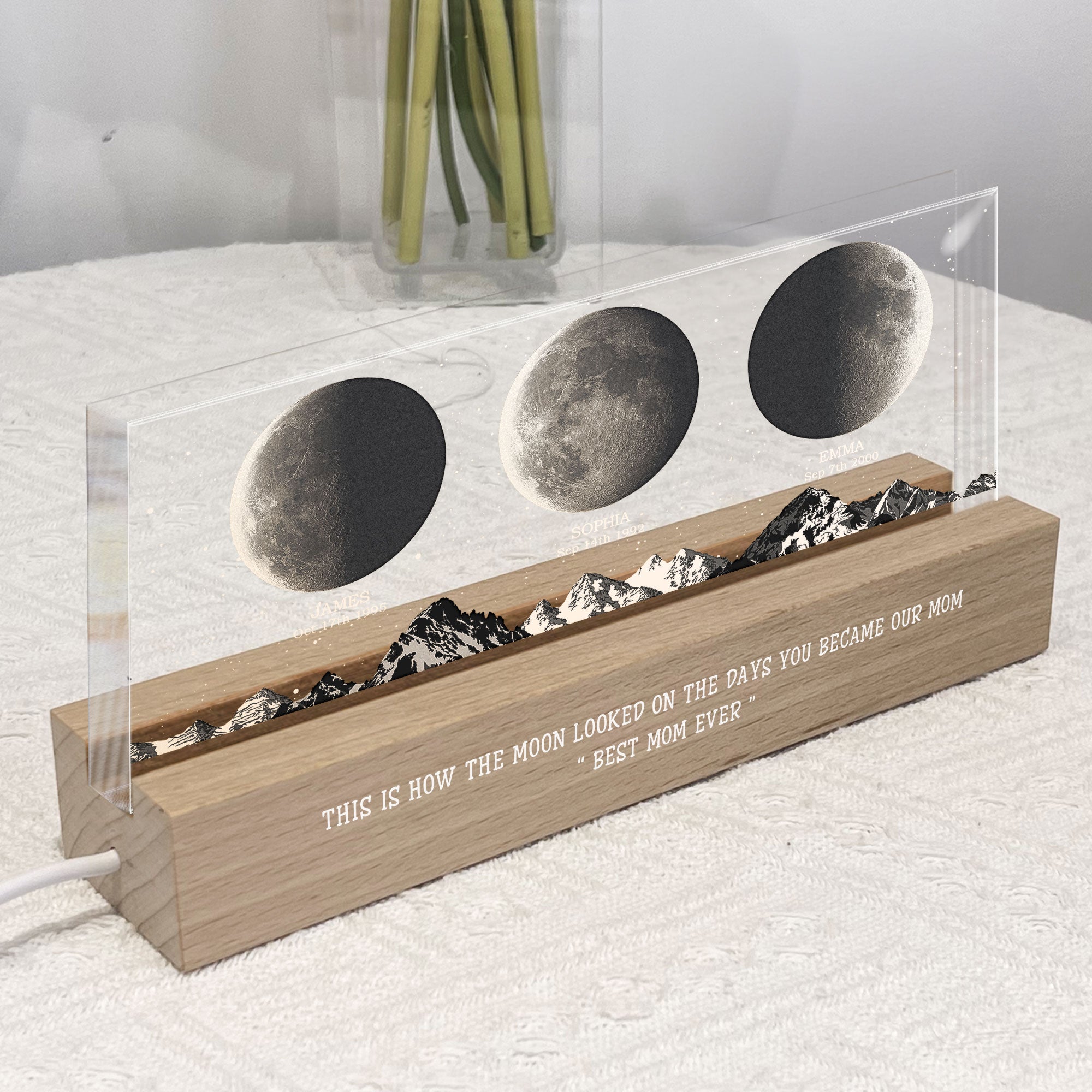 How The Moon Looked On The Day You Became Our Mom Personalized LED