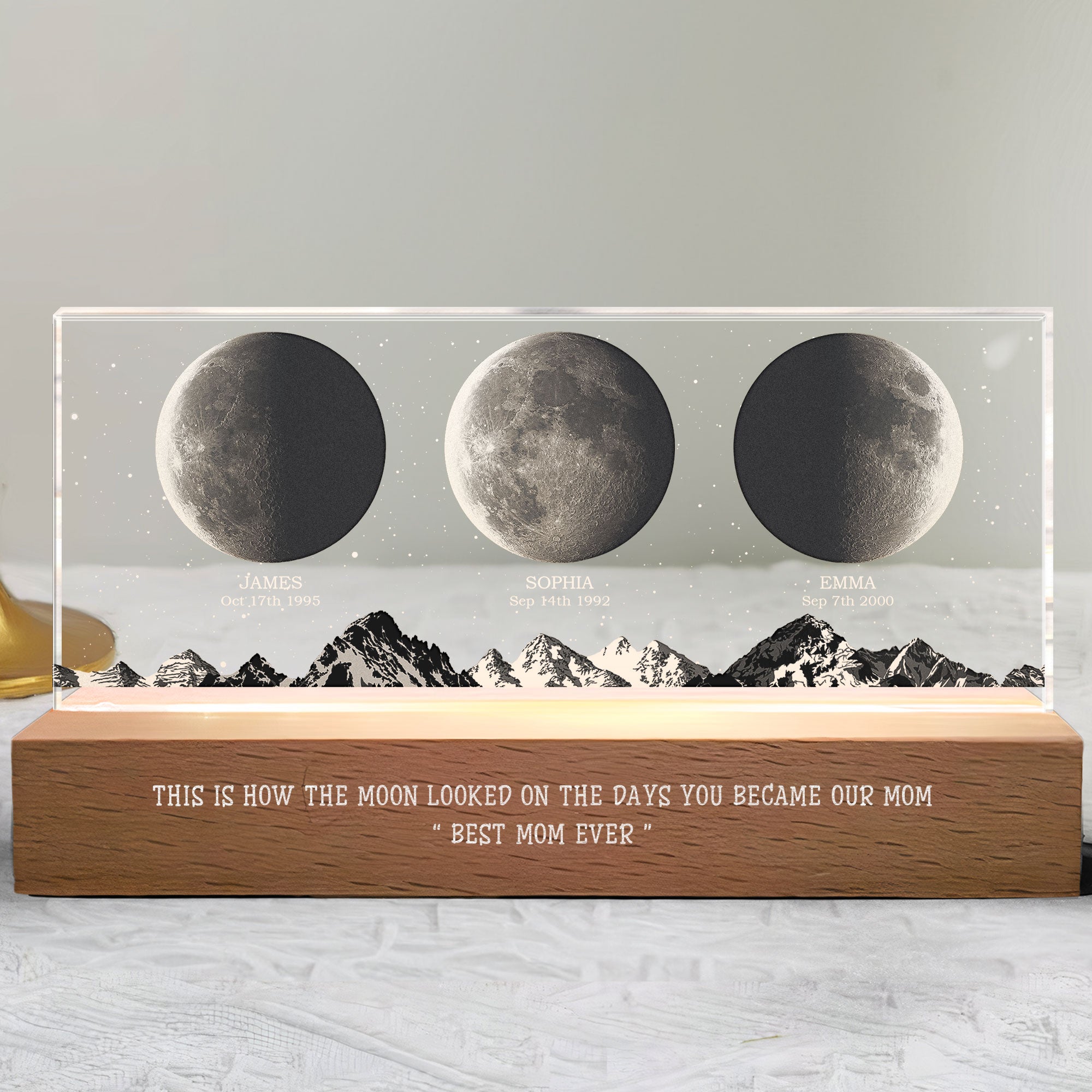 How The Moon Looked On The Day You Became Our Mom Personalized LED