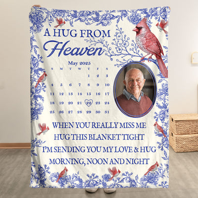 Hug This Blanket Tight I'm Sending You My Love Memorial Blanket - Personalized Photo Blanket