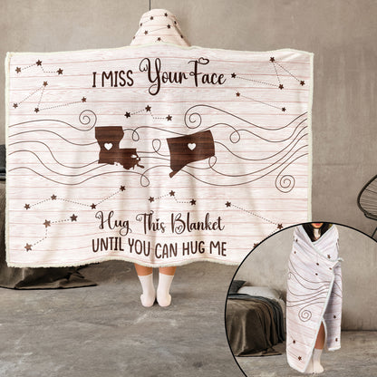 Hug This Blanket Until You Can Hug Me - Custom States - Long Distance Gifts - Personalized Wearable Blanket Hoodie
