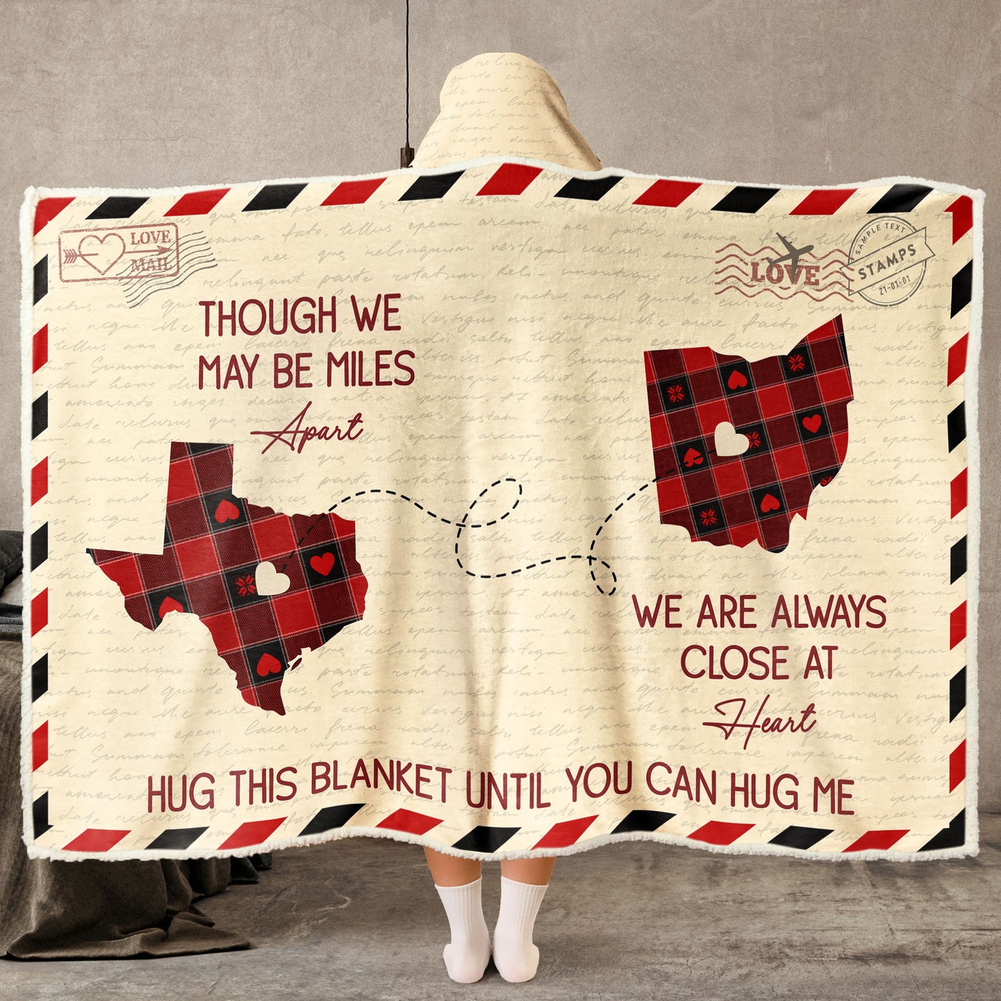 Hug This Blanket Until You Can Hug Me Long Distance - Personalized Wearable Blanket Hoodie