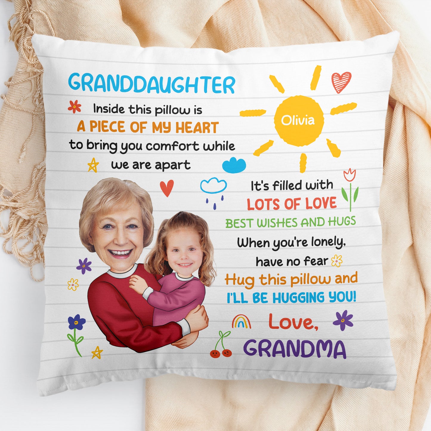 Hug This Pillow & I'll Be Hugging You! - Personalized Photo Pillow (Insert Included)