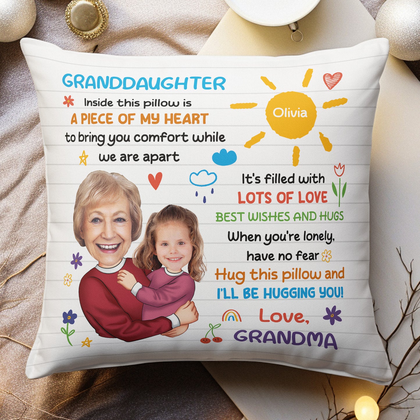 Hug This Pillow & I'll Be Hugging You! - Personalized Photo Pillow (Insert Included)