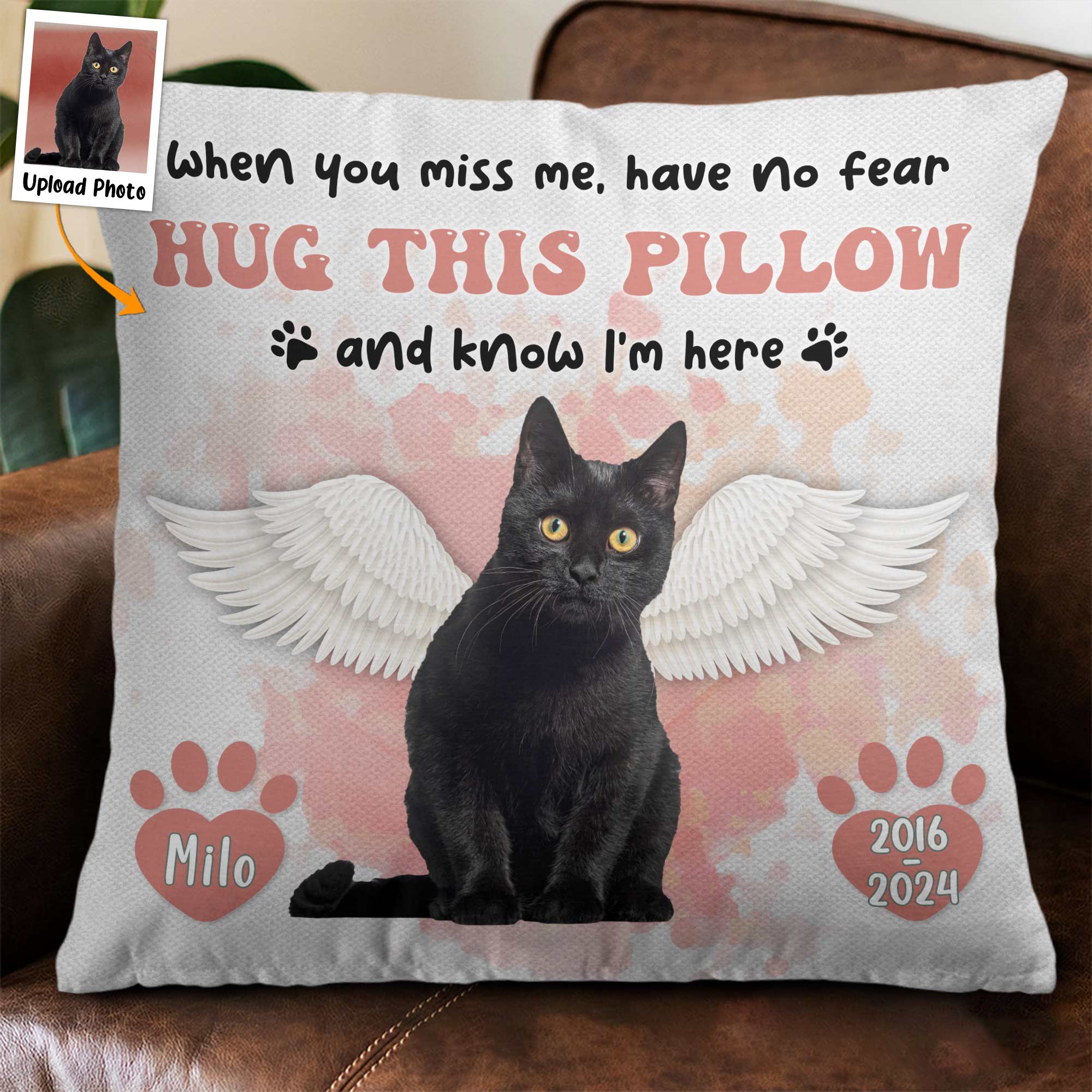 Hug This & Know I'm Here - Personalized Photo Pillow (Insert Included)