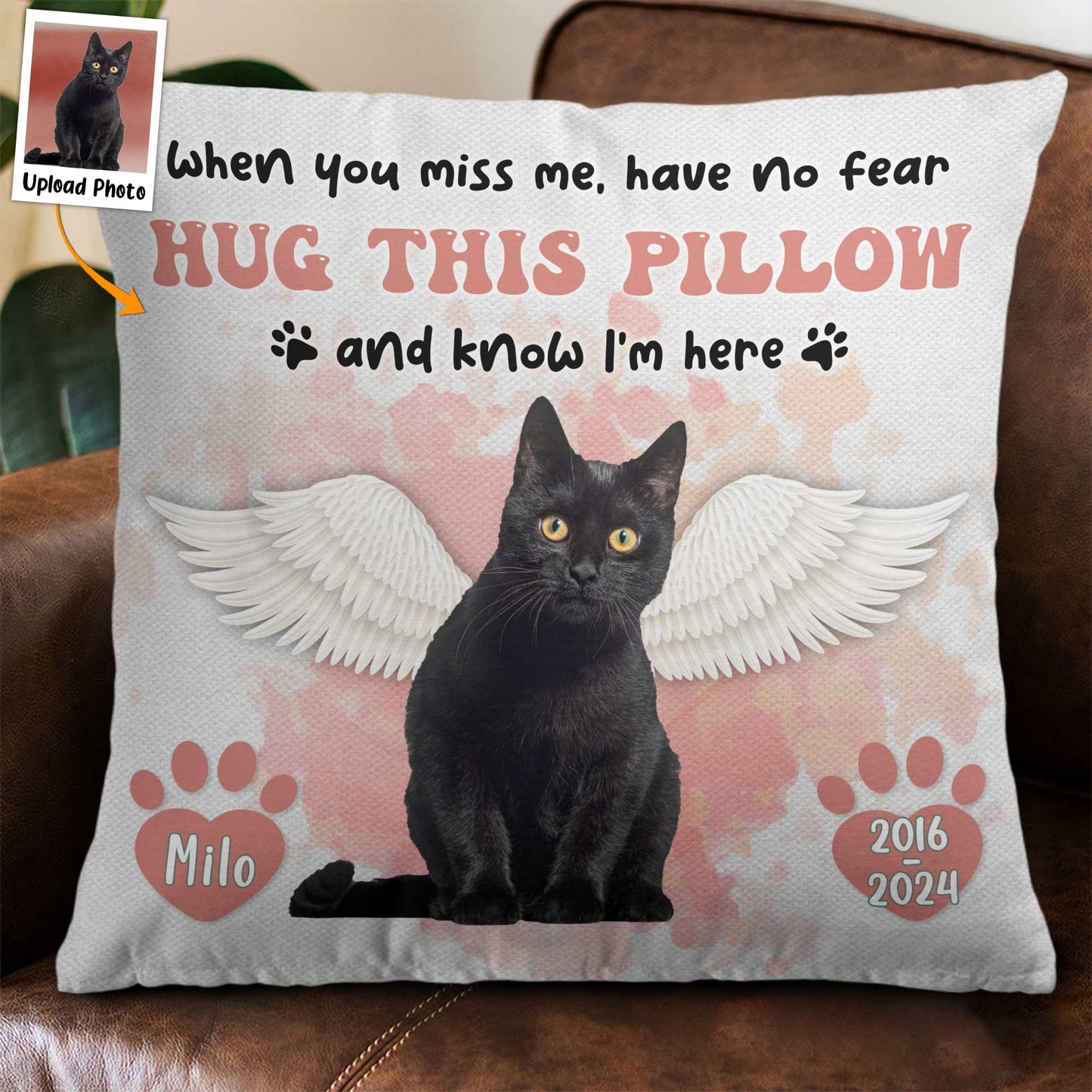 Hug This & Know I'm Here - Personalized Photo Pillow (Insert Included)