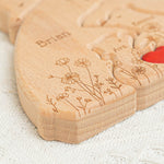 Hugging Bear Family Floral Version - Personalized Wooden Bear Family Puzzle - Gift For Mom