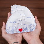 Hugging Bear Family Puzzle Toile De Jouy Style - Personalized Acrylic Bear Family Puzzle